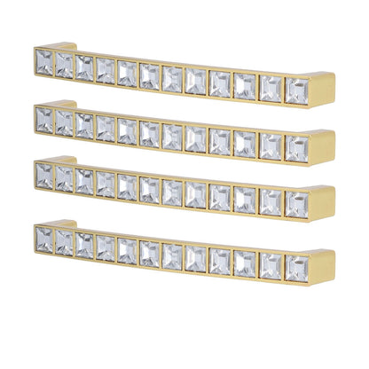 4Pcs/set Crystal Handle Modern Cabinet Door Diamonds Double Hole Pitch 128mm Drawer Knob