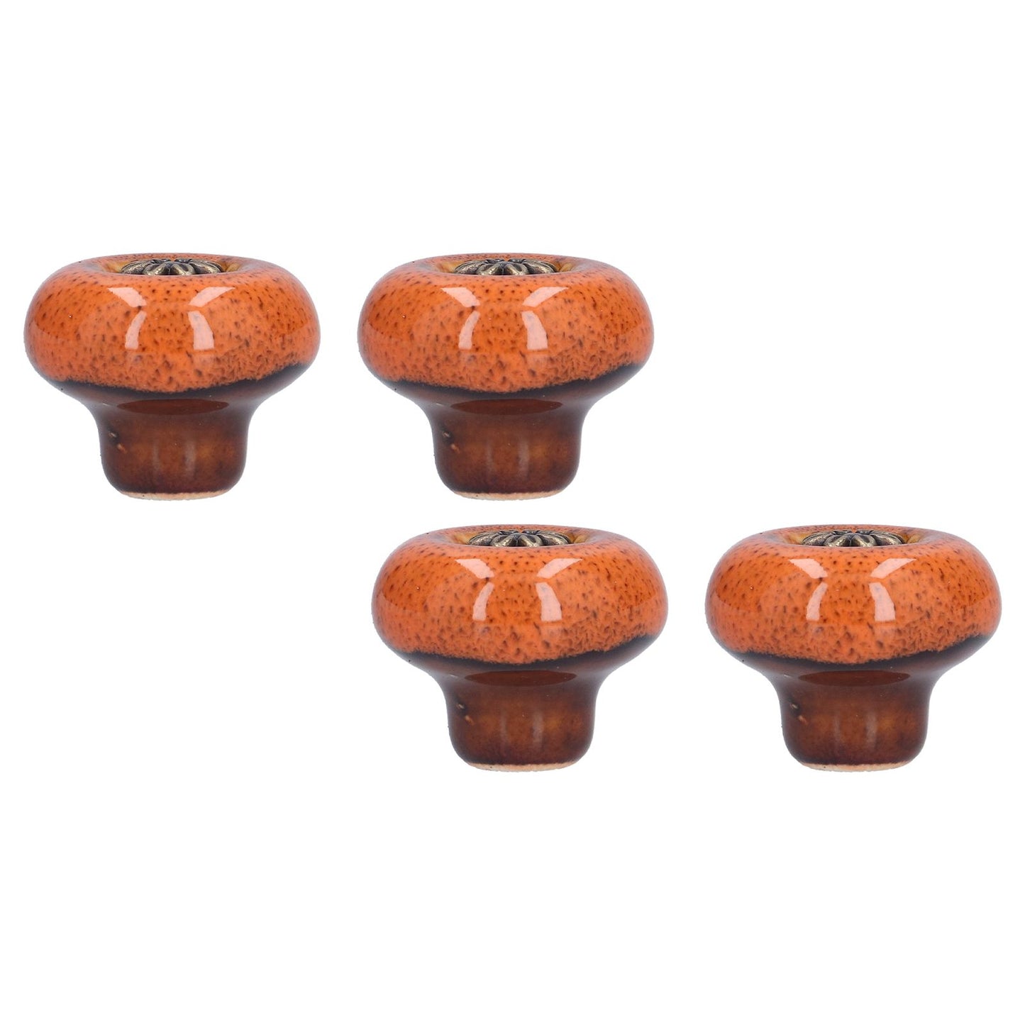 4 Set Cabinet Handle Retro Round Shaped Single Hole Door Knob for Home Bedroom Living RoomGreen Ancient Leopard Print Orange