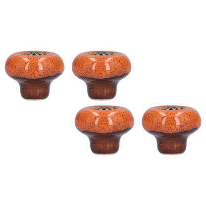 4 Set Cabinet Handle Retro Round Shaped Single Hole Door Knob for Home Bedroom Living RoomGreen Ancient Leopard Print Orange