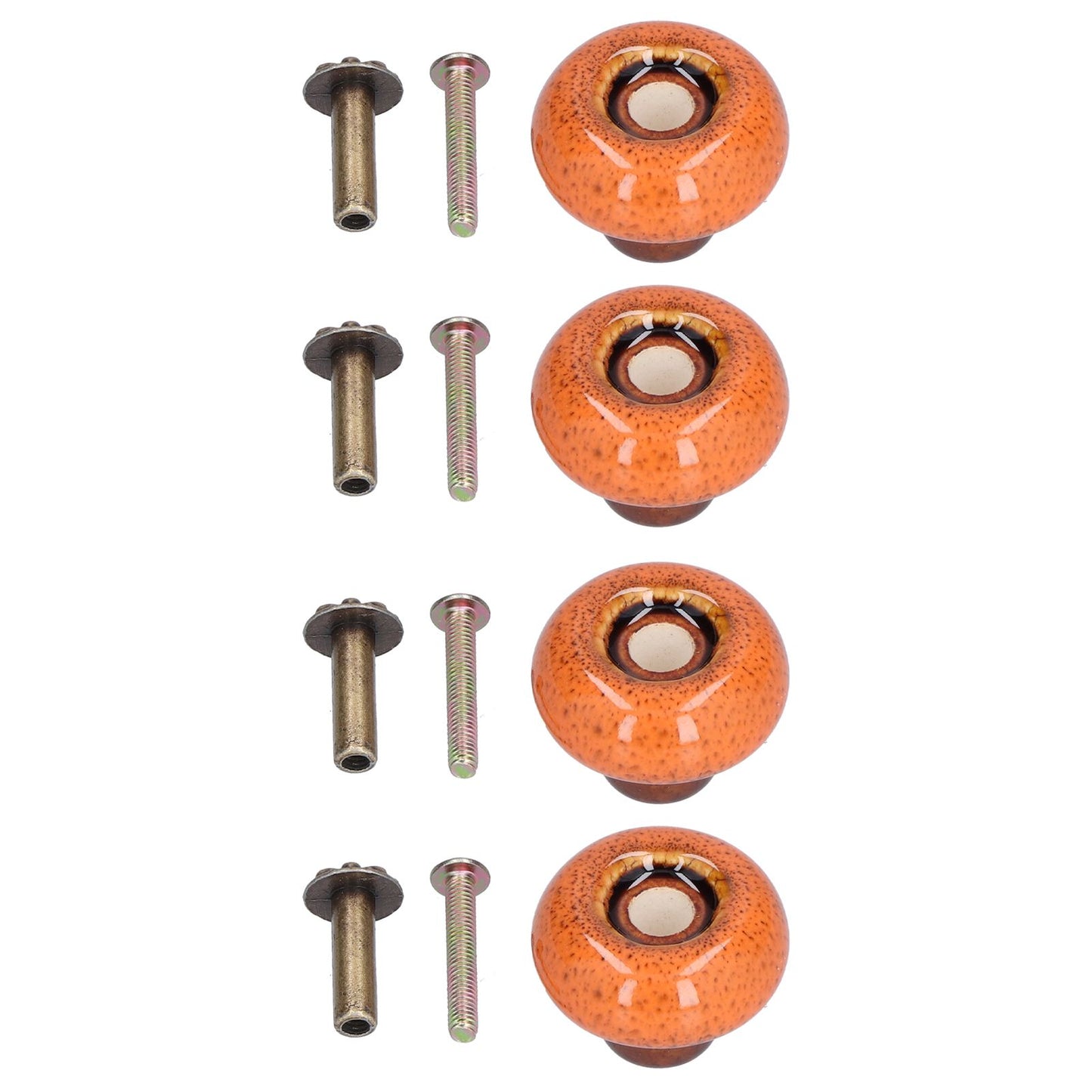 4 Set Cabinet Handle Retro Round Shaped Single Hole Door Knob for Home Bedroom Living RoomGreen Ancient Leopard Print Orange