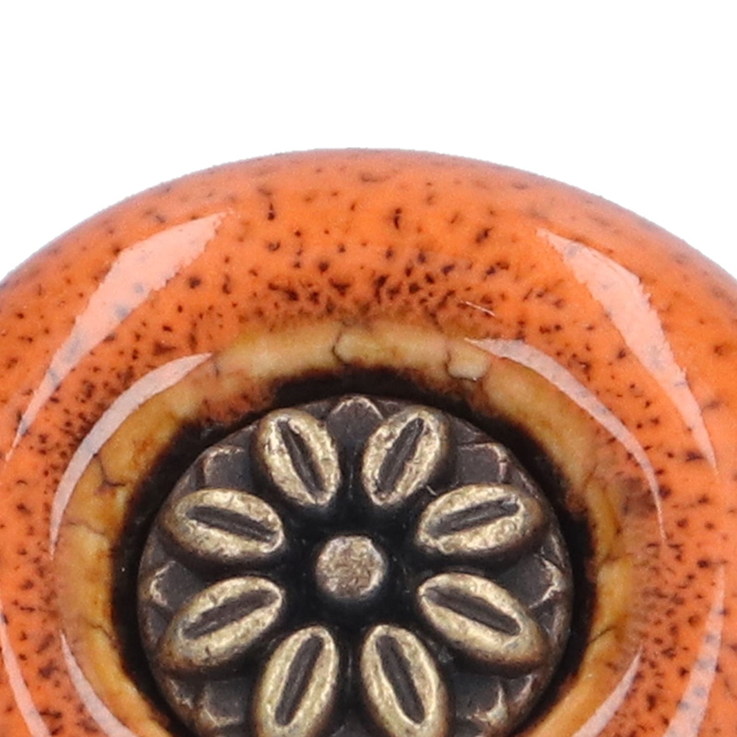 4 Set Cabinet Handle Retro Round Shaped Single Hole Door Knob for Home Bedroom Living RoomGreen Ancient Leopard Print Orange
