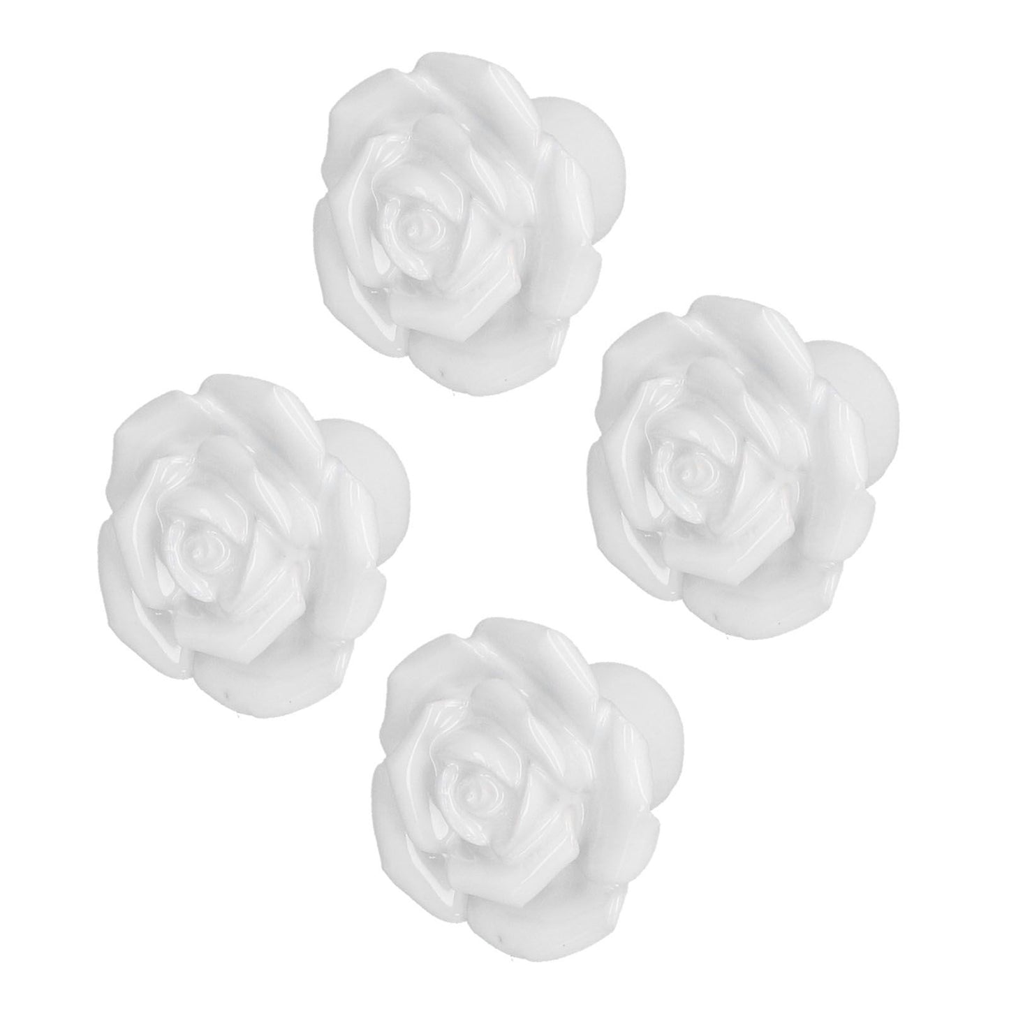 4 Set Rose Shaped Handle Modern Ceramic Cabinet Knob for Home Living Room BedroomWhite