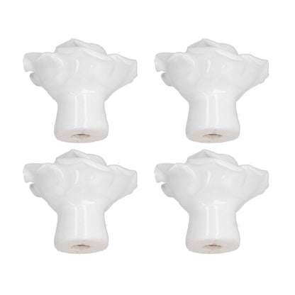 4 Set Rose Shaped Handle Modern Ceramic Cabinet Knob for Home Living Room BedroomWhite