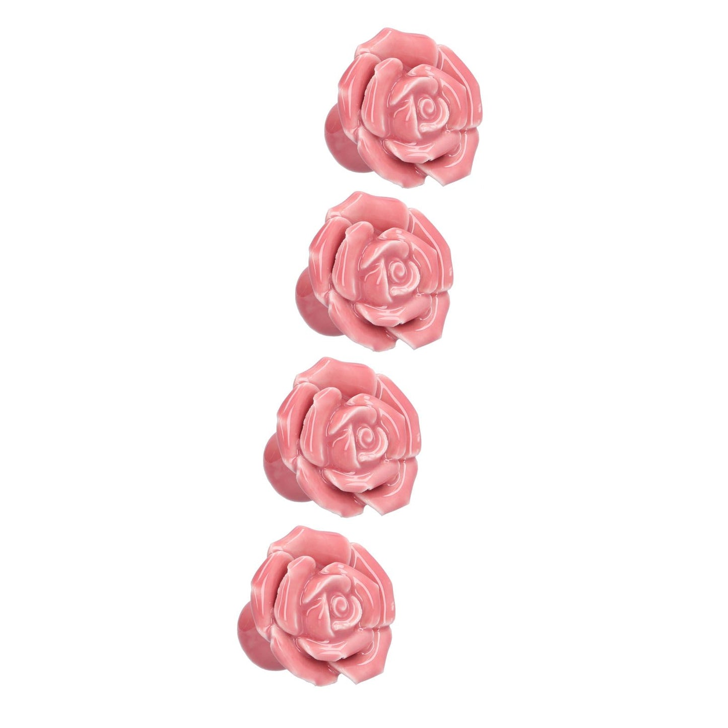 4 Set Rose Shaped Handle Modern Ceramic Cabinet Knob for Home Living Room BedroomPink