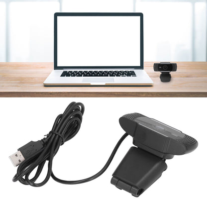Computer Camera Microphone Automatic Noise Reduction Full HD 1080P USB Stereo Webcam with Rotatable Clip for Office