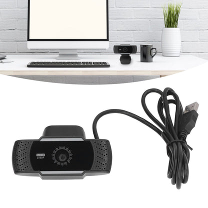Computer Camera Microphone Automatic Noise Reduction Full HD 1080P USB Stereo Webcam with Rotatable Clip for Office