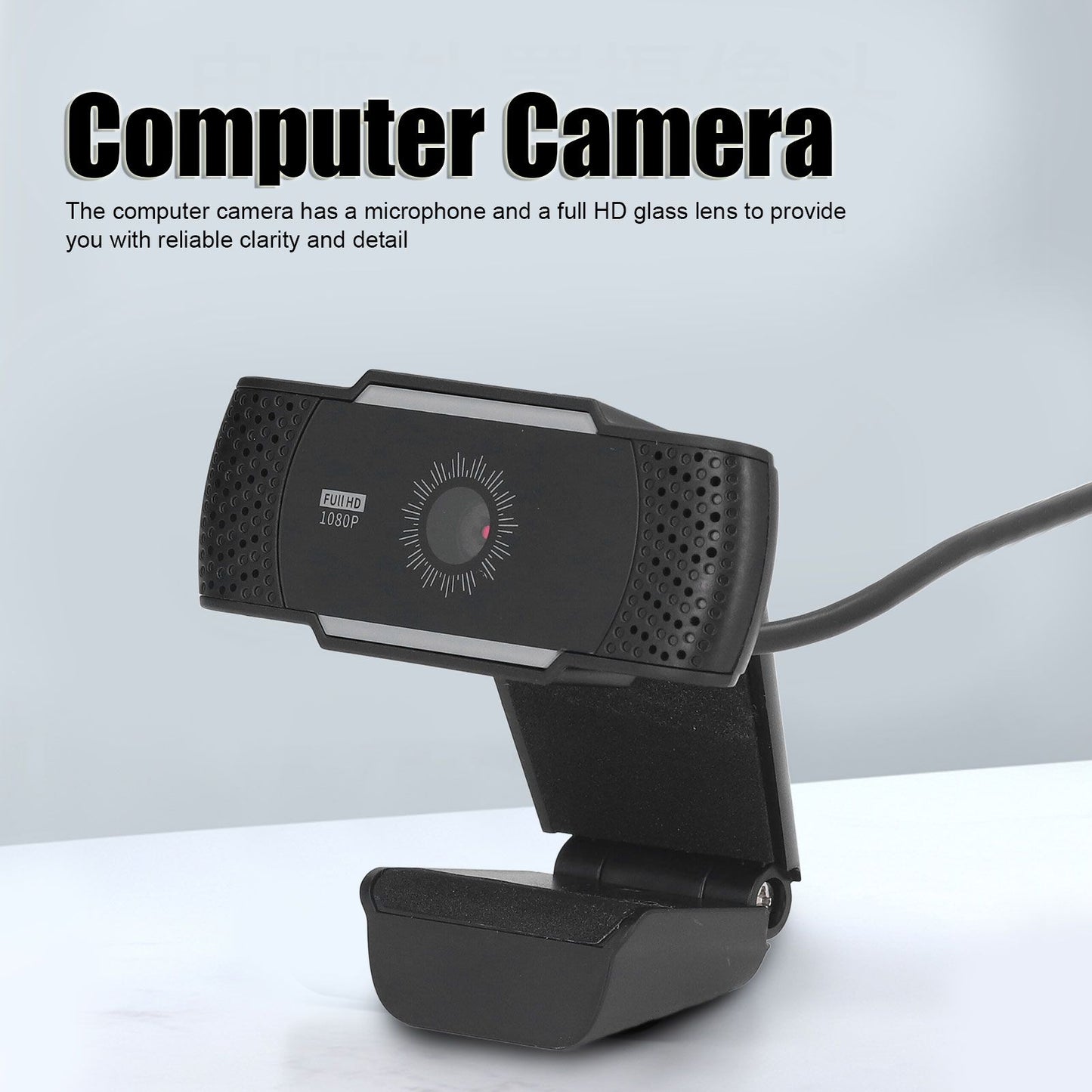 Computer Camera Microphone Automatic Noise Reduction Full HD 1080P USB Stereo Webcam with Rotatable Clip for Office