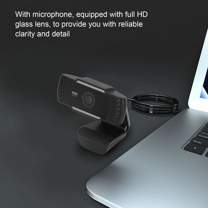 Computer Camera Microphone Automatic Noise Reduction Full HD 1080P USB Stereo Webcam with Rotatable Clip for Office