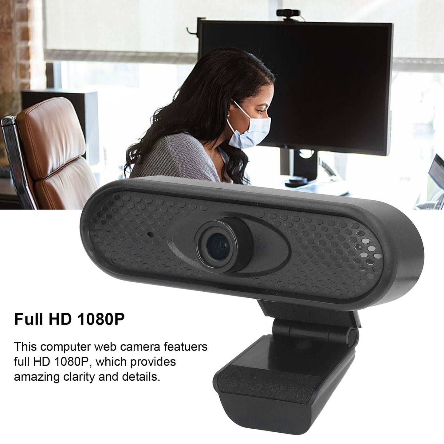 Computer Camera Plug and Play USB Full HD 1080P Auto Focusing Stereo Wide Compatibility Web Camera with Clamp