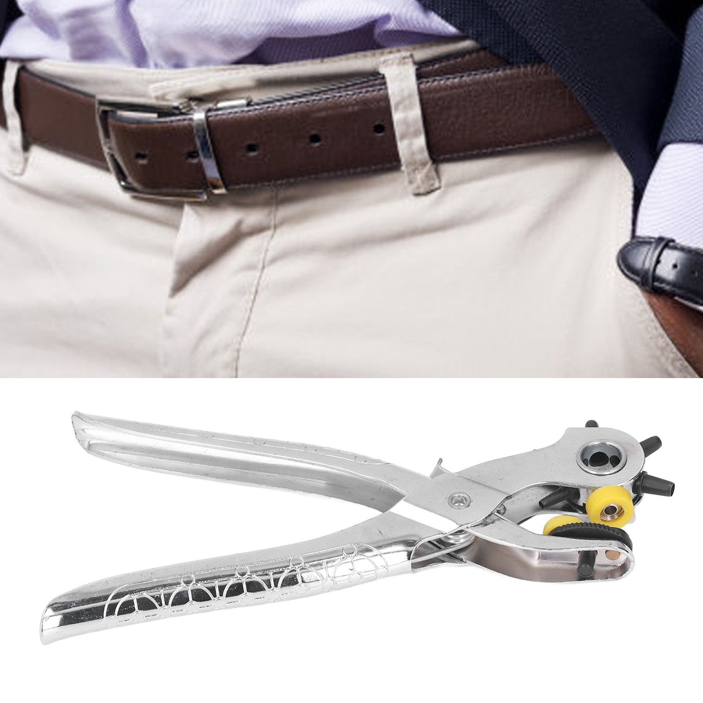 8in Belt Hole Puncher Stainless Steel Sturdy Durable Ergonomic Design Effort Saving Heat Treatment Leather Hole Punch