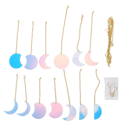 13PCS Moon Phase Wall Hanging Decor Banners Hanging Ornaments for Bedroom Home Office Nursery Wall Art