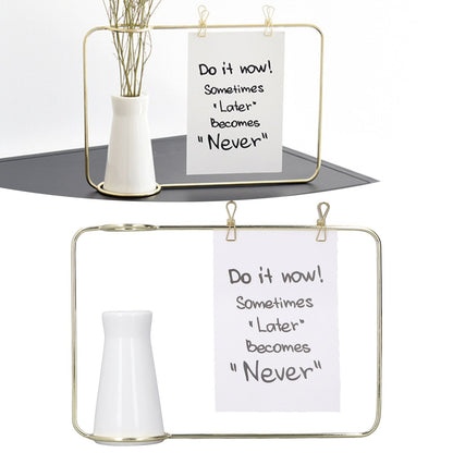 Metal Photo Frame Vase Decor Simple Elegant Design Nordic INS Style Hydroponic Vase for Bedrooms Study Rooms Offices
