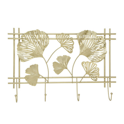 Wall Coat Rack Gingko Leef Design Premium Metal Sturdy Durable Elegant Style Fashionable Wall Mounted Coat Rack