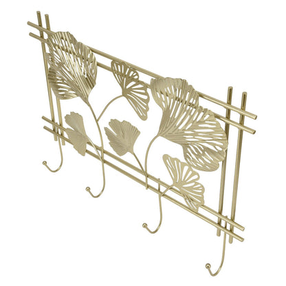 Wall Coat Rack Gingko Leef Design Premium Metal Sturdy Durable Elegant Style Fashionable Wall Mounted Coat Rack