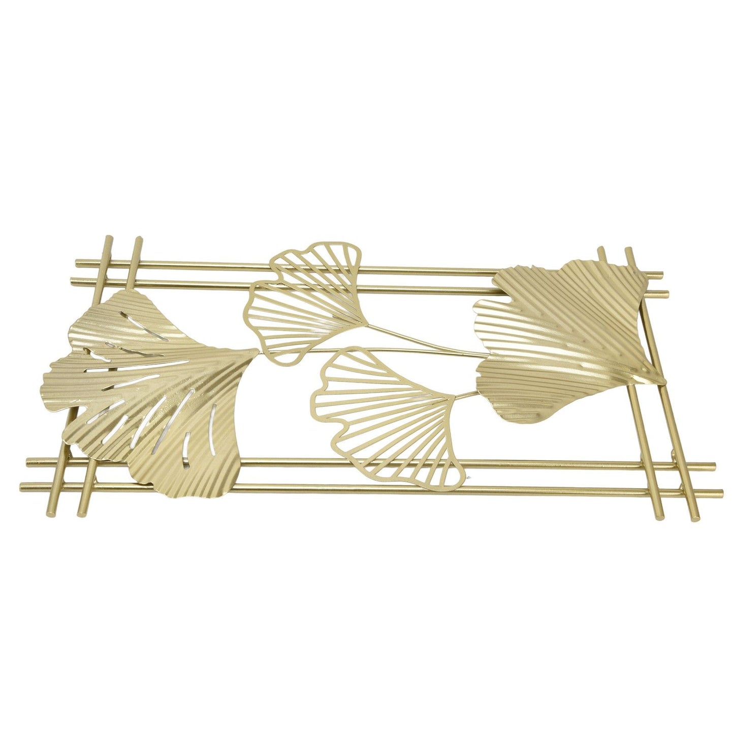 Gold Metal Wall Decor Golden Leaf Wall Hanging Decor Art Sculpture with Frame for Living Room Office Home Hotel