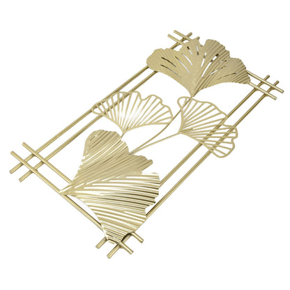Gold Metal Wall Decor Golden Leaf Wall Hanging Decor Art Sculpture with Frame for Living Room Office Home Hotel