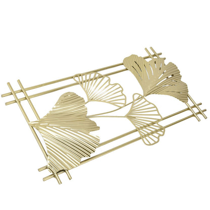 Gold Metal Wall Decor Golden Leaf Wall Hanging Decor Art Sculpture with Frame for Living Room Office Home Hotel