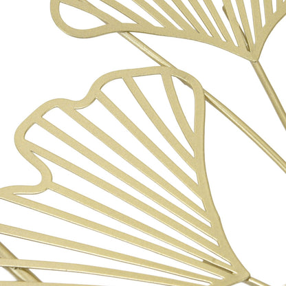 Gold Metal Wall Decor Golden Leaf Wall Hanging Decor Art Sculpture with Frame for Living Room Office Home Hotel
