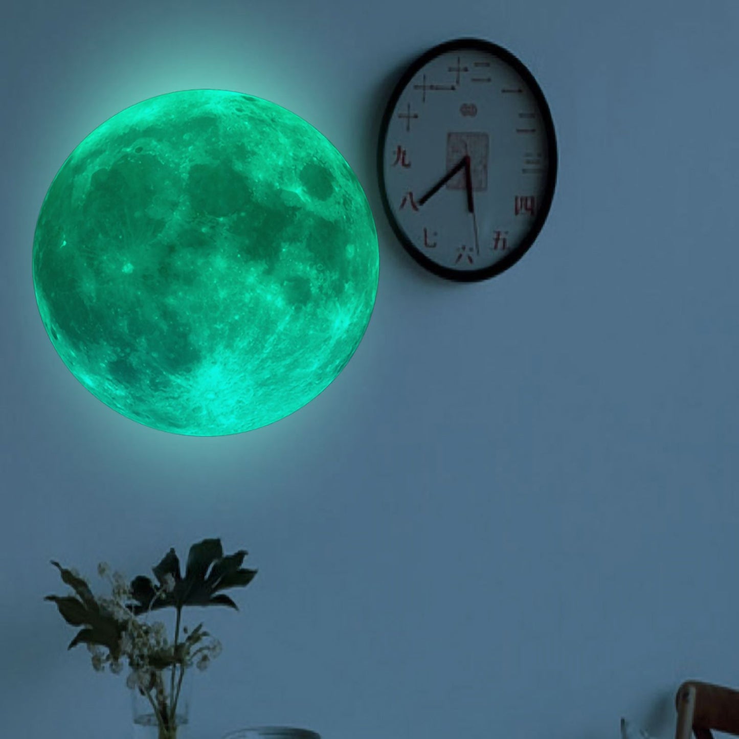 Moon Wall Sticker Glowing Luminous Wall Sticker PVC DIY Wall Paper for Bedroom Decoration12cm / 4.7in