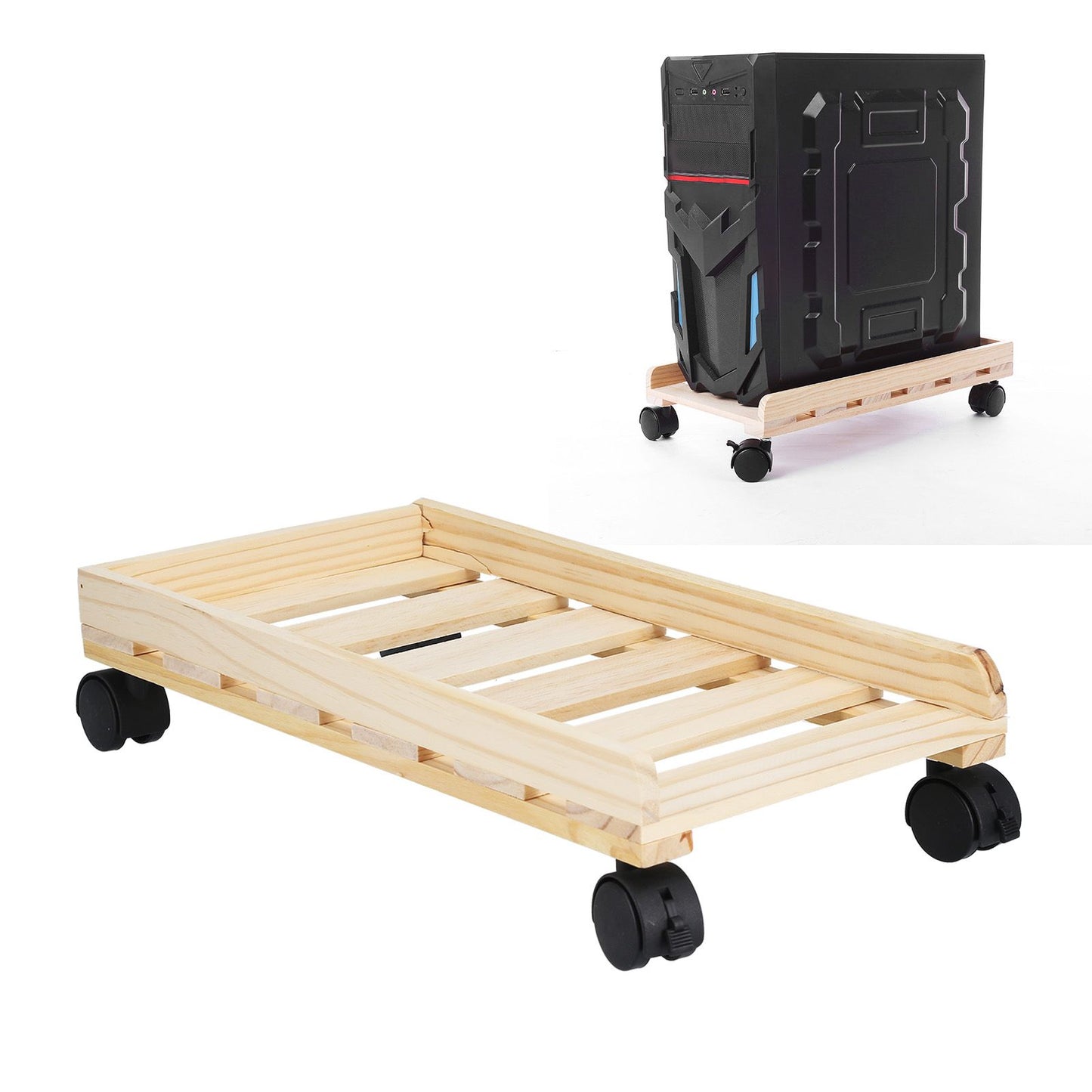 Mobile Computer Host Bracket Wooden CPU Stand with Good Heat Dissipation Performance for Office and Home