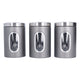 3Pcs Storage Jar Stainless Steel Food Tea Nut Container with Window Durable and Large Capacity for KitchenGrey