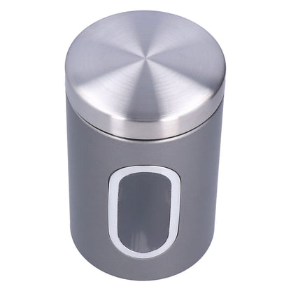 3Pcs Storage Jar Stainless Steel Food Tea Nut Container with Window Durable and Large Capacity for KitchenGrey