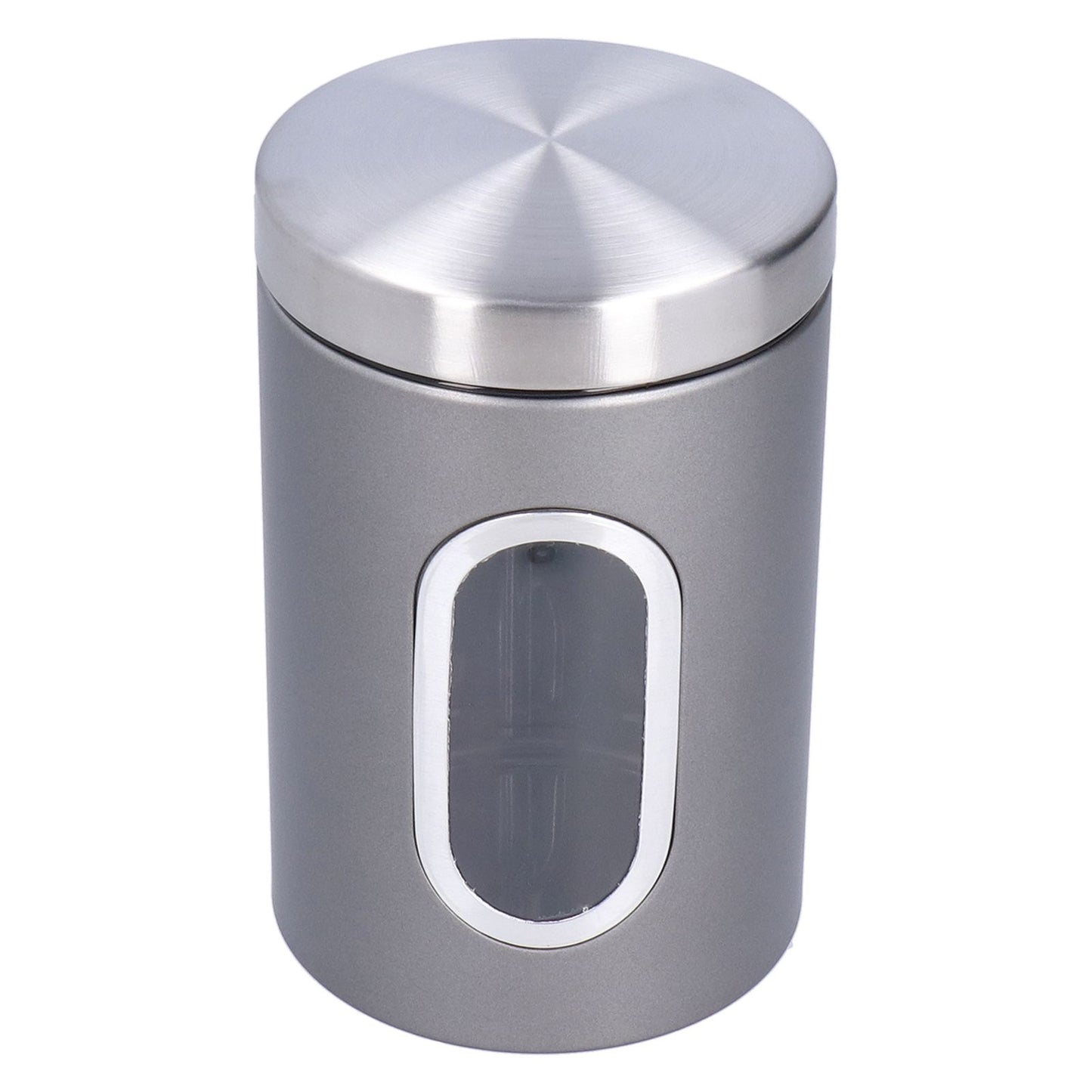 3Pcs Storage Jar Stainless Steel Food Tea Nut Container with Window Durable and Large Capacity for KitchenGrey