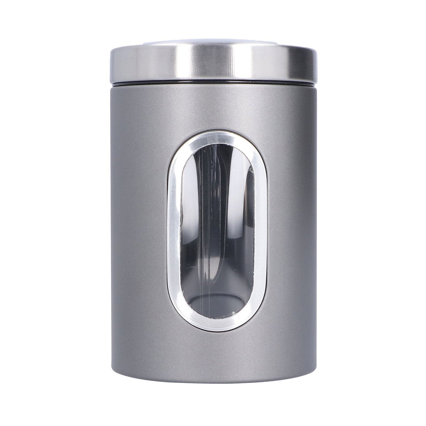 3Pcs Storage Jar Stainless Steel Food Tea Nut Container with Window Durable and Large Capacity for KitchenGrey