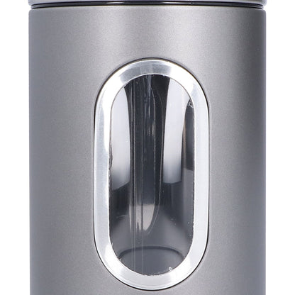 3Pcs Storage Jar Stainless Steel Food Tea Nut Container with Window Durable and Large Capacity for KitchenGrey