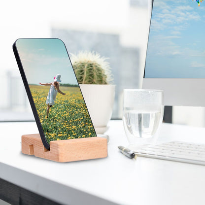 Phone Stand Wooden Compact Durable Universal Simple Stylish Modern Phone Holder for Home OfficeSquare Double Slot