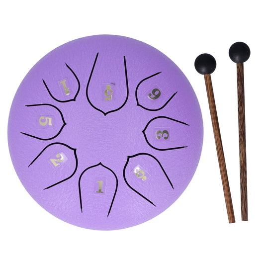 6in 8 Tones Tongue Drum with Mallets Music Book Musical Percussion Instruments for Meditation EntertainmentPurple