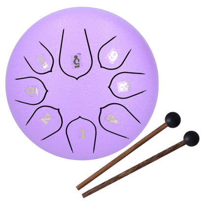 6in 8 Tones Tongue Drum with Mallets Music Book Musical Percussion Instruments for Meditation EntertainmentPurple