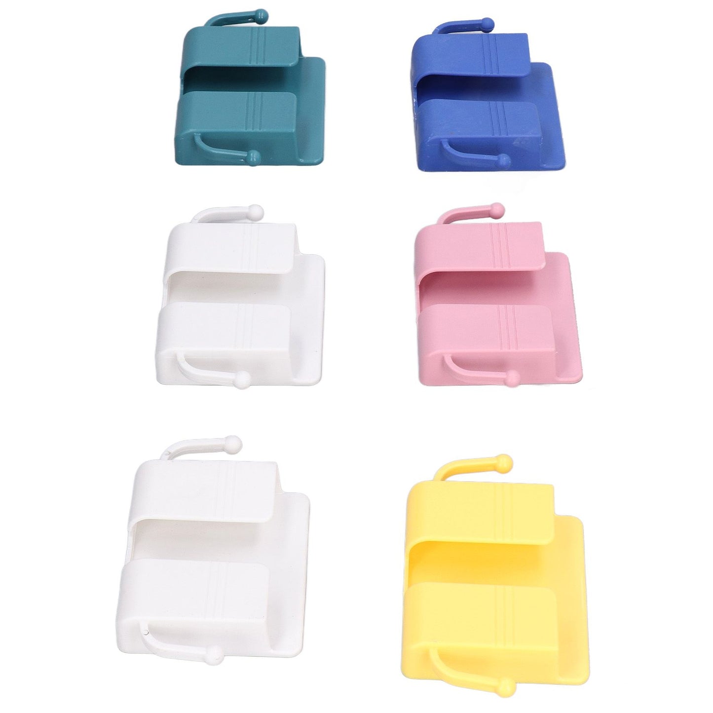 6pcs Wall Mount Phone Holder Self Adhesive Remote Control Storage Box Wall Beside Charging Phone Stand for Bedroom