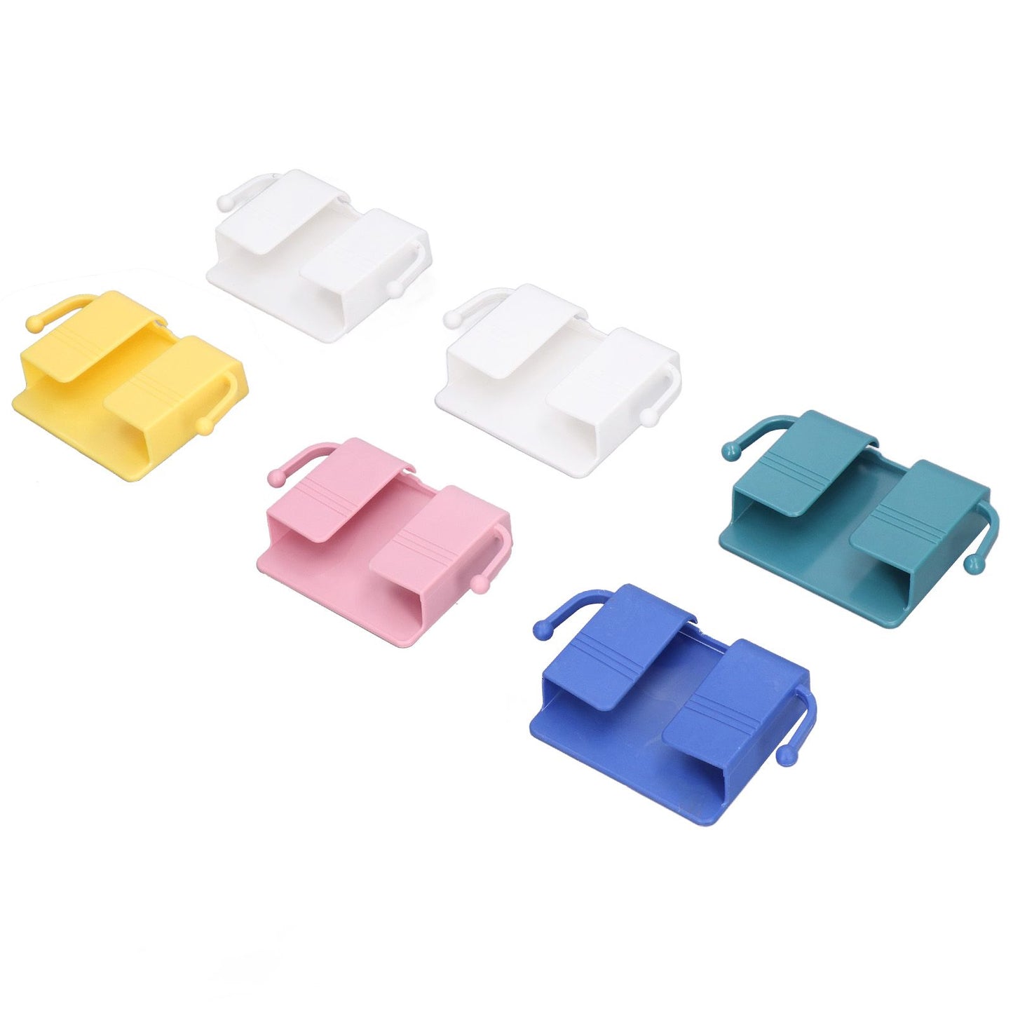 6pcs Wall Mount Phone Holder Self Adhesive Remote Control Storage Box Wall Beside Charging Phone Stand for Bedroom