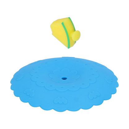 Silicone Lid Dustproof and Heat Resistant Hot and Cold Beverage Cup Cover for Kitchen HomeBlue