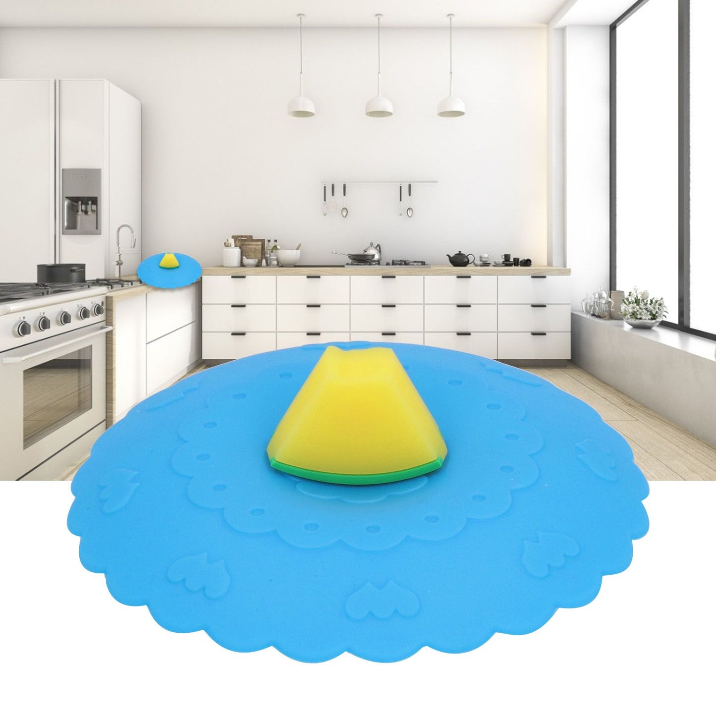 Silicone Lid Dustproof and Heat Resistant Hot and Cold Beverage Cup Cover for Kitchen HomeBlue