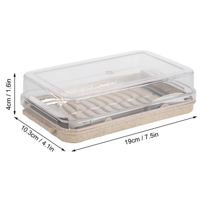 Stainless Steel Butter Cutter Container Butter Storage Box with Transparent Cover for KitchenWheat Chassis