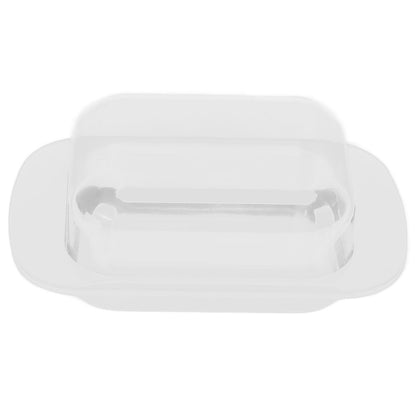 Wide Rectangular Butter Container with Lid Knife Portable Small Cheese Dish Holder Tray for Home KitchenWhite