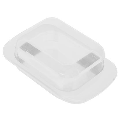 Wide Rectangular Butter Container with Lid Knife Portable Small Cheese Dish Holder Tray for Home KitchenWhite