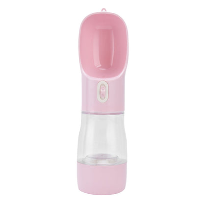 2 in 1 Pet Water Bottle Portable Anti Leakage Dog Food Bottler for Outdoor TravelingPink