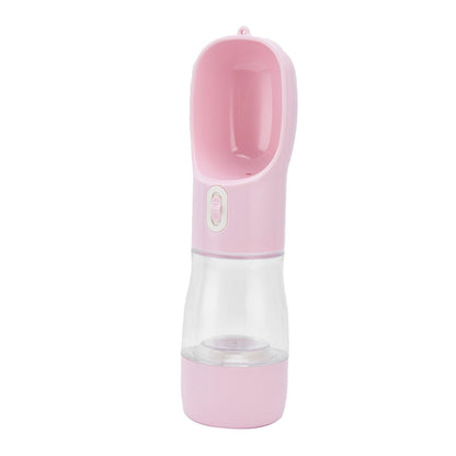 2 in 1 Pet Water Bottle Portable Anti Leakage Dog Food Bottler for Outdoor TravelingPink