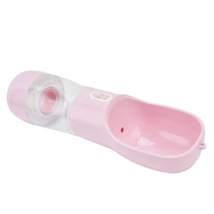2 in 1 Pet Water Bottle Portable Anti Leakage Dog Food Bottler for Outdoor TravelingPink