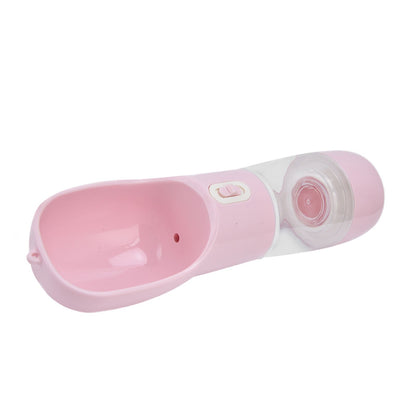2 in 1 Pet Water Bottle Portable Anti Leakage Dog Food Bottler for Outdoor TravelingPink