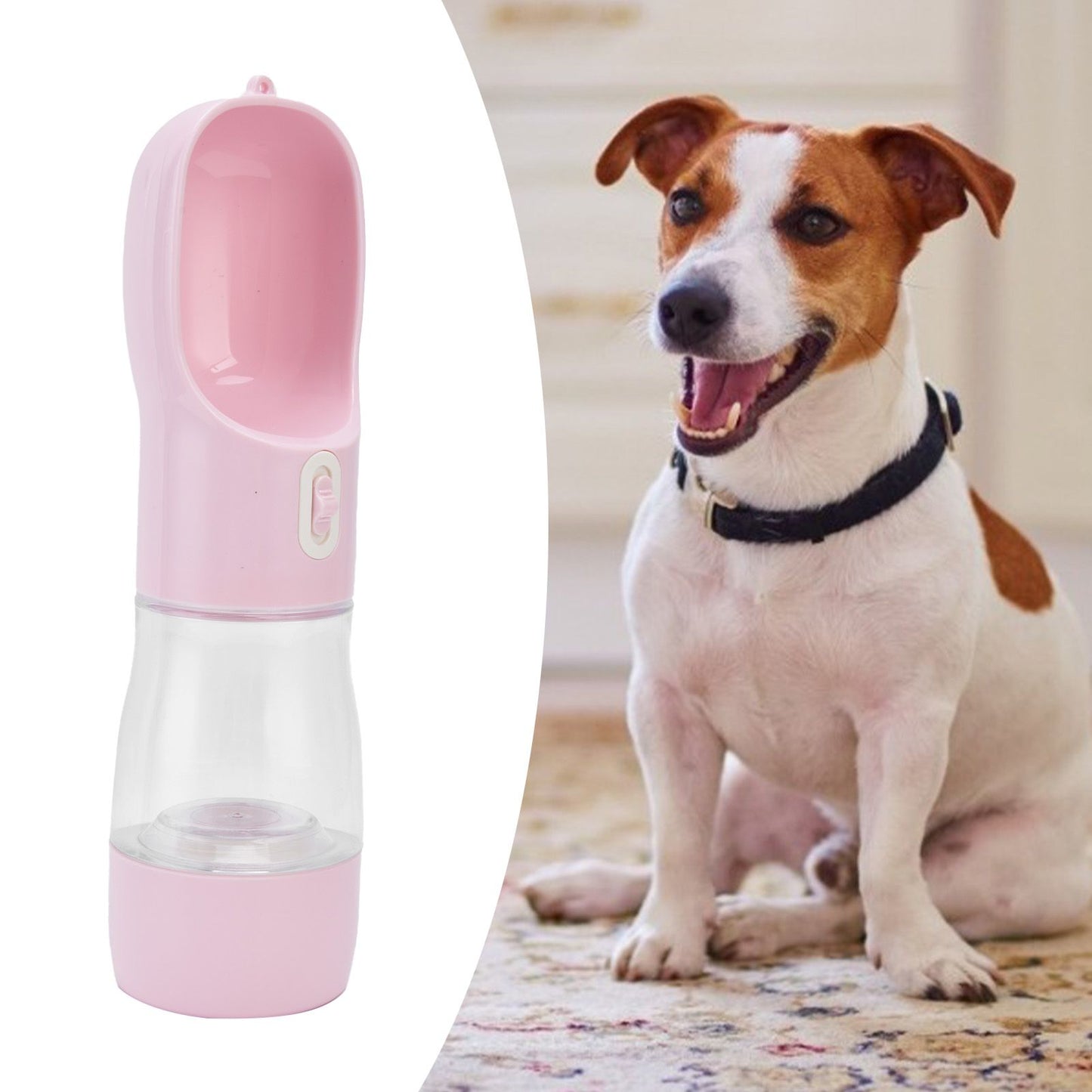 2 in 1 Pet Water Bottle Portable Anti Leakage Dog Food Bottler for Outdoor TravelingPink