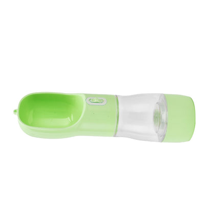 2 in 1 Pet Water Bottle Portable Anti Leakage Dog Food Bottler for Outdoor TravelingGreen