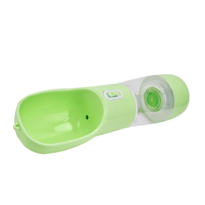 2 in 1 Pet Water Bottle Portable Anti Leakage Dog Food Bottler for Outdoor TravelingGreen