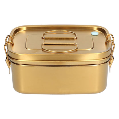 1.5L 2 Layer Lunch Box Portable Leakproof 304 Stainless Steel Bento Food Container Dinnerware for Home OfficeGold