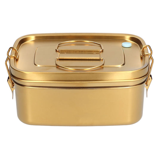 1.5L 2 Layer Lunch Box Portable Leakproof 304 Stainless Steel Bento Food Container Dinnerware for Home OfficeGold