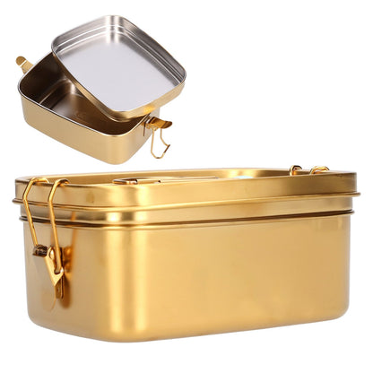 1.5L 2 Layer Lunch Box Portable Leakproof 304 Stainless Steel Bento Food Container Dinnerware for Home OfficeGold