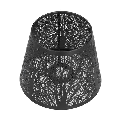 Wrought Iron Lampshade Carved Forest Tree Shaped E27 Mini Lamp Shade for Table Lamp Bedroom Bedside DecorBlack